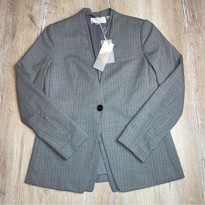Carlisle New York Women’s SZ8 Gray Pinstripe Corbusier Blazer Single Breasted